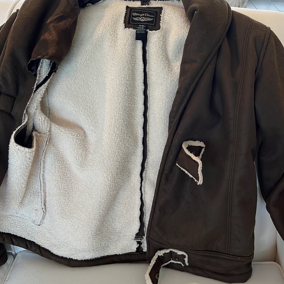 Eco-Friendly Women’s Brown Suede Bomber Jacket Lambskin-like Lining Fall-Winter - Picture 3 of 9